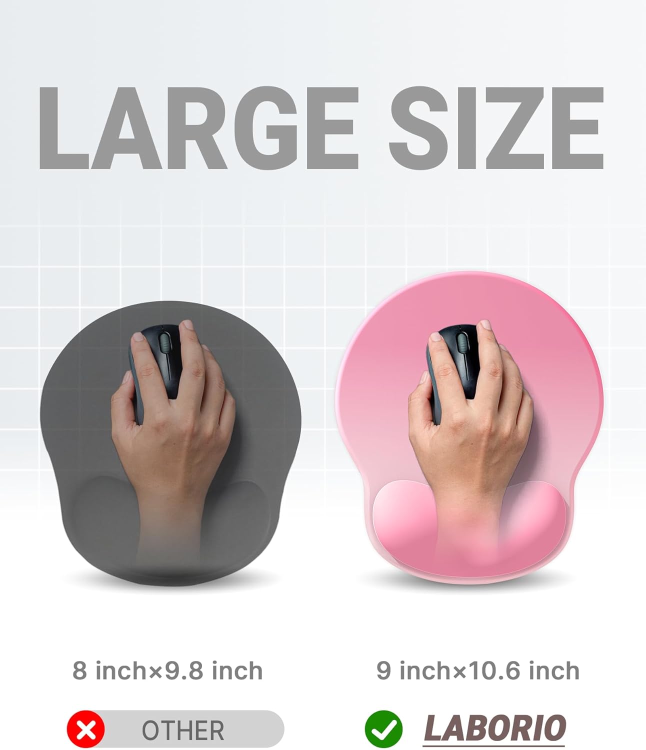 Ergonomic Mouse Pad Wrist Support, Comfortable Mouse Pad Wrist Rest, Relieve Wrist Pain Gel Mouse pad, Non-Slip Rubber Base Mousepad for Laptop, Computer(Gradient Baby Pink)