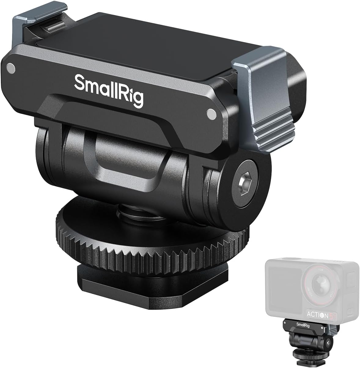SMALLRIG Cold Shoe Adapter Mount for DJI Osmo 360 / Action 5 Pro / 4 / 3, with Quick Release Mount, 180° Tilt Adjustable - 5436