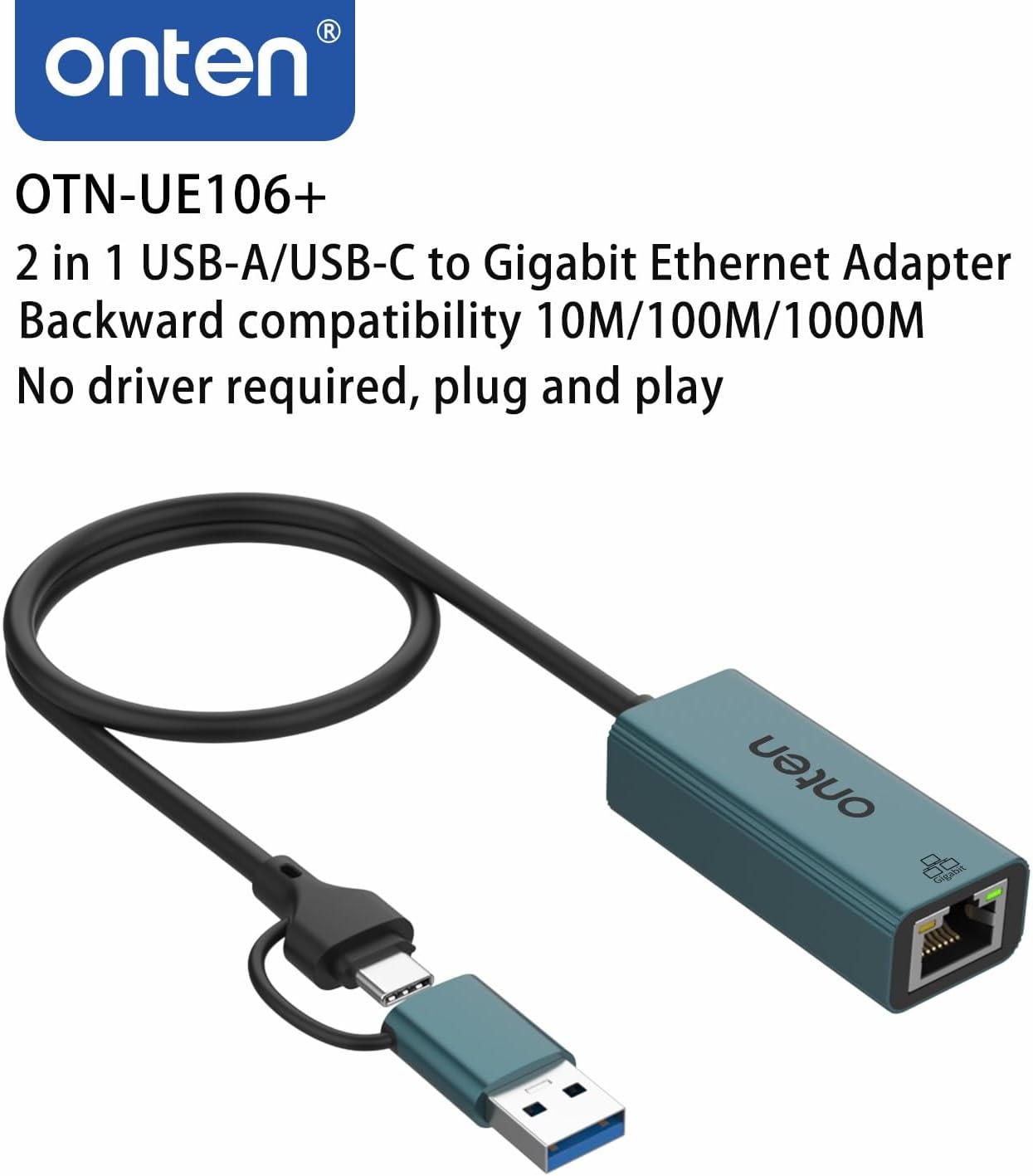 USB-A and USB-C to Ethernet Adapter,Driver Free RJ45 to USB C or USB A, Gigabit Ethernet LAN Network Adapter for Windows,Mac OS, iOS and More