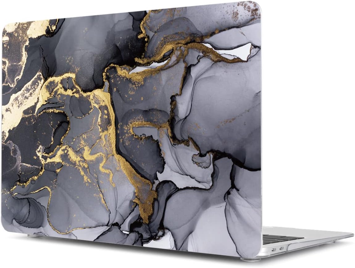Teryeefi Compatible with 2018 2019 2020 MacBook Air 13 inch Case M1 Chip A2337 A2179 A1932 Retina Display Touch ID, Plastic Hard Shell & Keyboard Cover & Screen Protector,Gray Marble