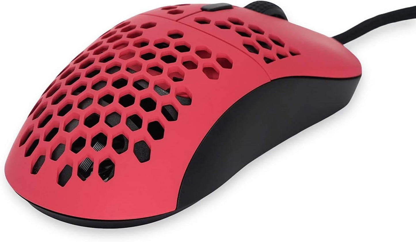 G-Wolves Hati HTM/HT-M Medium 56g Ultra Lightweight Honeycomb Wired Gaming Mouse, PixArt 3389 Sensor 16000 DPI, 6 Programmable Buttons, Low Latency, for PC/Mac (Faze Red)