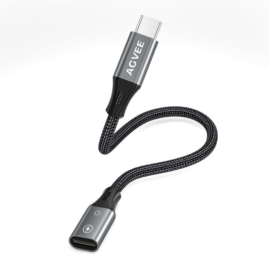 AGVEE 2 Pack 4 inch Lightning Female to USB C Male PD Adapter, 27W Fast Charger Charging Comverter for iPhone 15 16 Plus Pro Max Carplay, Samsung S25 S24 S23 S22, Not for Audio, Dark Gray