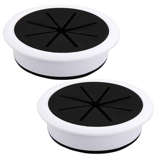 2 Pcs Desk Grommet 3-1/8" / 80 mm, Desk Hole Cover for Cables Black and White, Cable Grommet ABS Plastic, Desk Hole Grommet for Home & Office Pc, Detachable Cable Cord Organizer