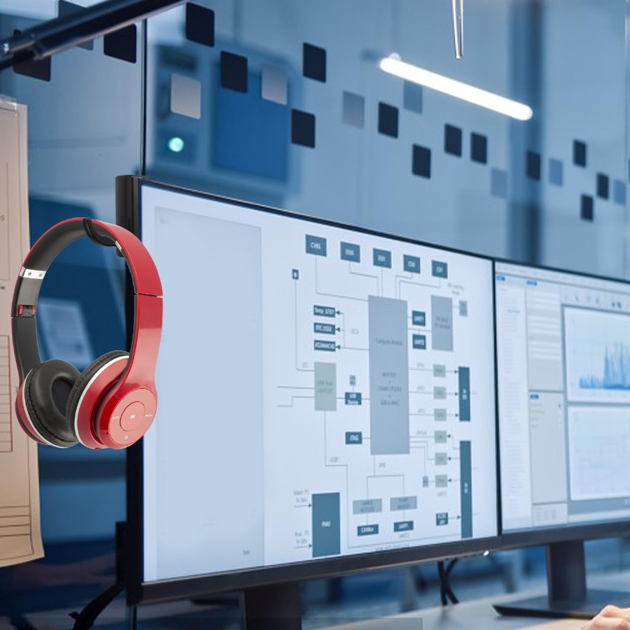 Angoily 20 Pcs Headphone Hook, Self Adhesive Plastic Computer Gaming Headset Hanger, Earphones Headset for PC Monitor Screen Edge, Desk Brackets Wall