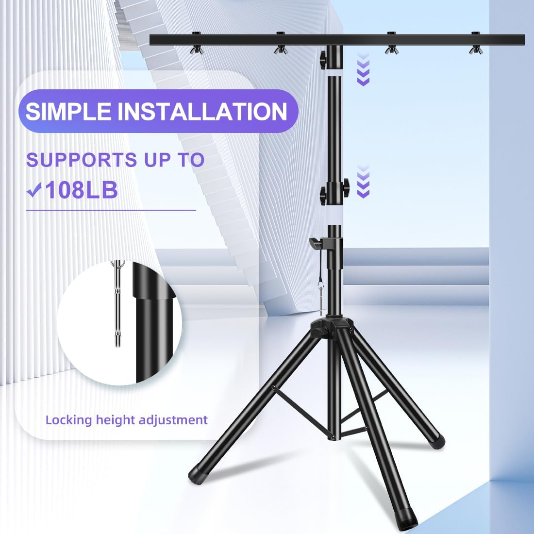 DJ Light Stand Heavy Duty Par Can Tripod T-Bar Stage Lights Stand Adjustable 39-70 Inch DJ Lighting Tripod Mount