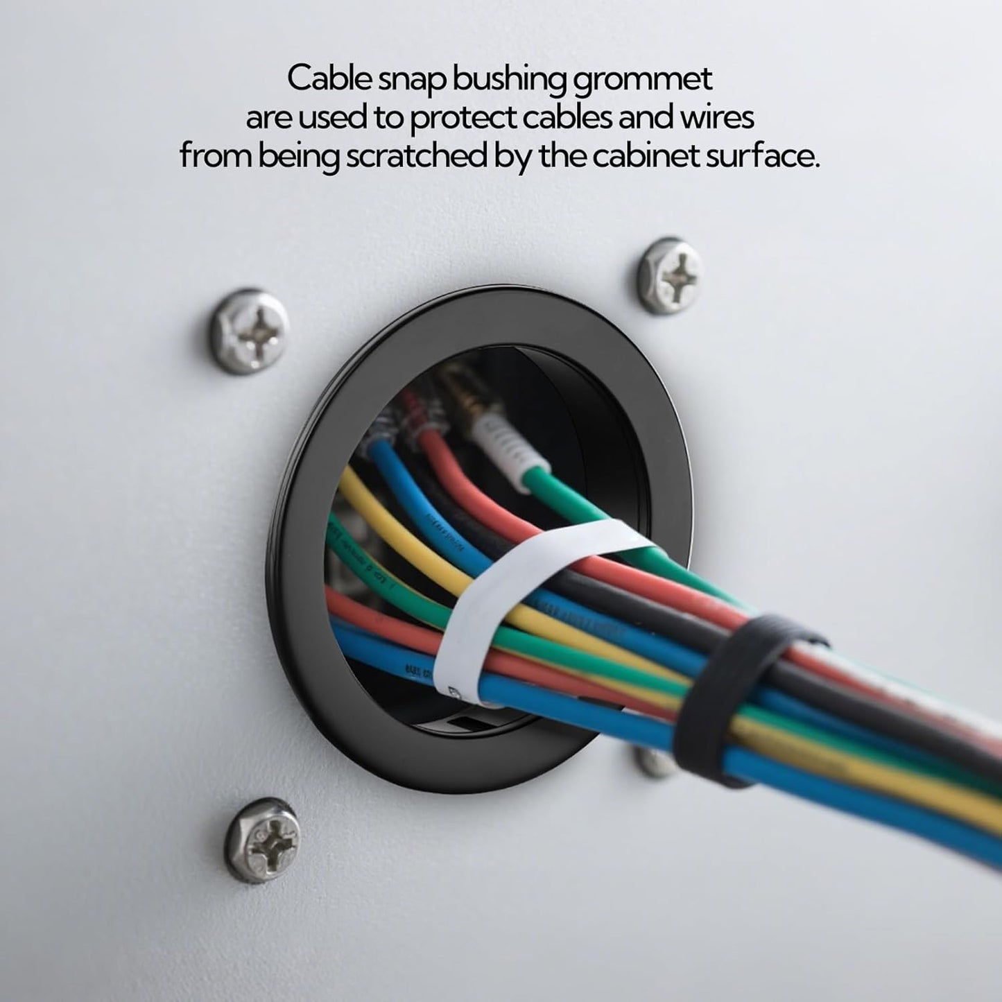 50PCS 1-1/2" Black Cable Snap Bushing Grommet, Snap in Cord Bushing Protect Cables