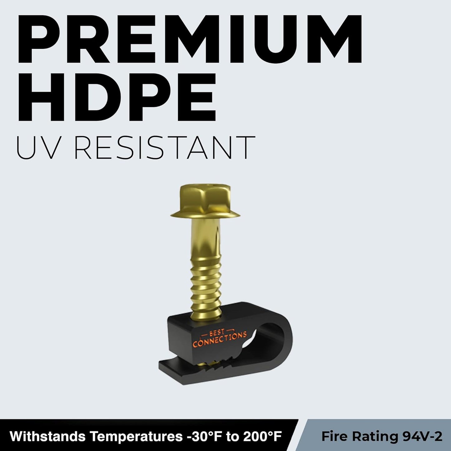 BEST CONNECTIONS Coaxial Cable Clips with Pre-Inserted Screw (2,000 Pack) – Black Single Cable Mounting Clamps for Coax Cable (RG6, RG59) and Ethernet Cable – Cord Fastener/Strain Relief Clip