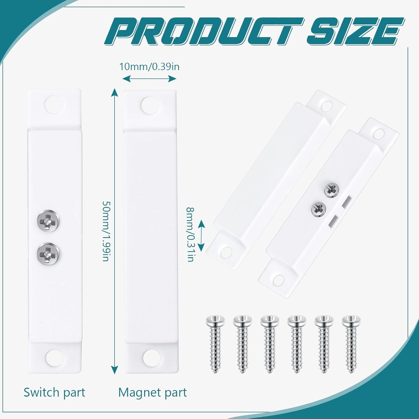20 Sets NC Wired Surface Mounted Alarm Magnetic Door Contact Sensor Door Window Reed Switch Sensor with Double Side Tape for Security
