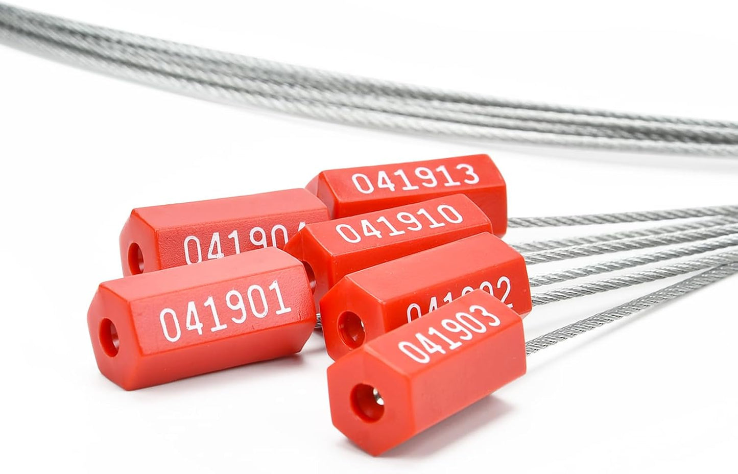 3.9 Feet Steel Wire Cable Seals Tamper Resistant Security Seal Tags Numbered Self-Locking Safety Seals Length 1.2m (Pack of 50pcs, Red)