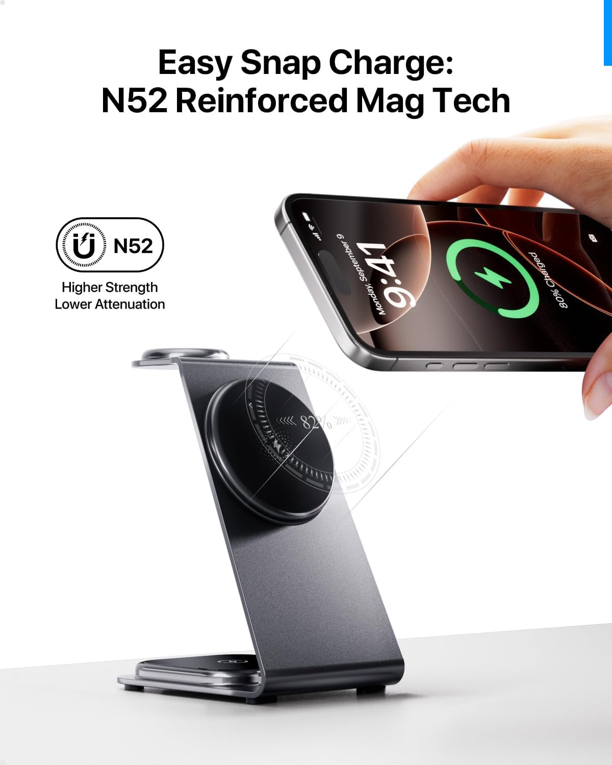 Intoval 3 in 1 Wireless Charging Station for Magsafe, Magnetic Charger for iPhone 16 15 14 13 12 Pro Max, Wireless Charger for Apple Watch 10 Ultra SE 9 8 7 6, for AirPods 4 Pro 2 3 (Desert)