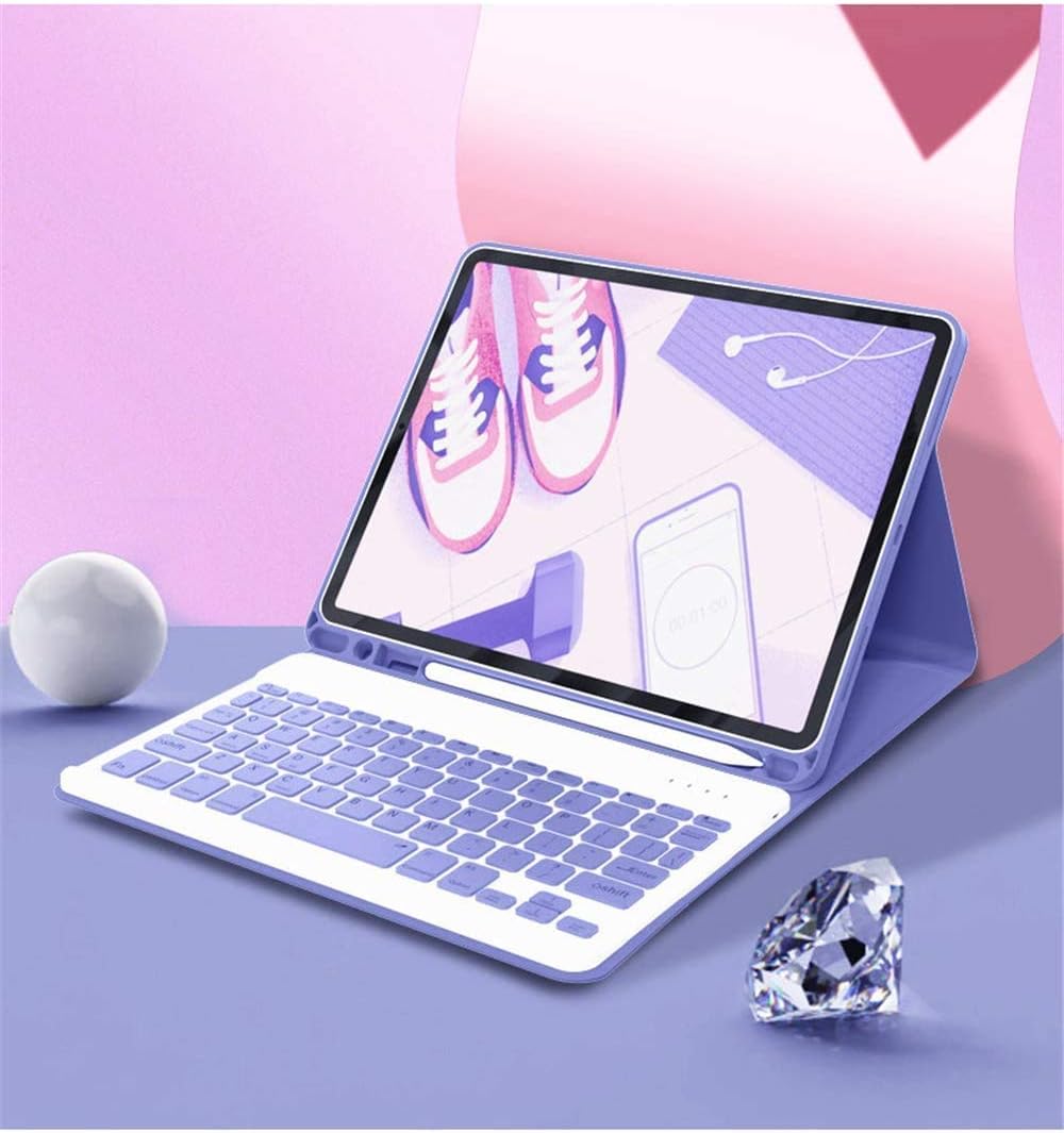 AnMengXinLing Keyboard Case for iPad Pro11 2022/2021 with Mouse Detachable Wireless Keyboard Pencil Holder Slim Smart Cover for iPad Pro 11 inch 4rd Gen/3rd Gen,Purple