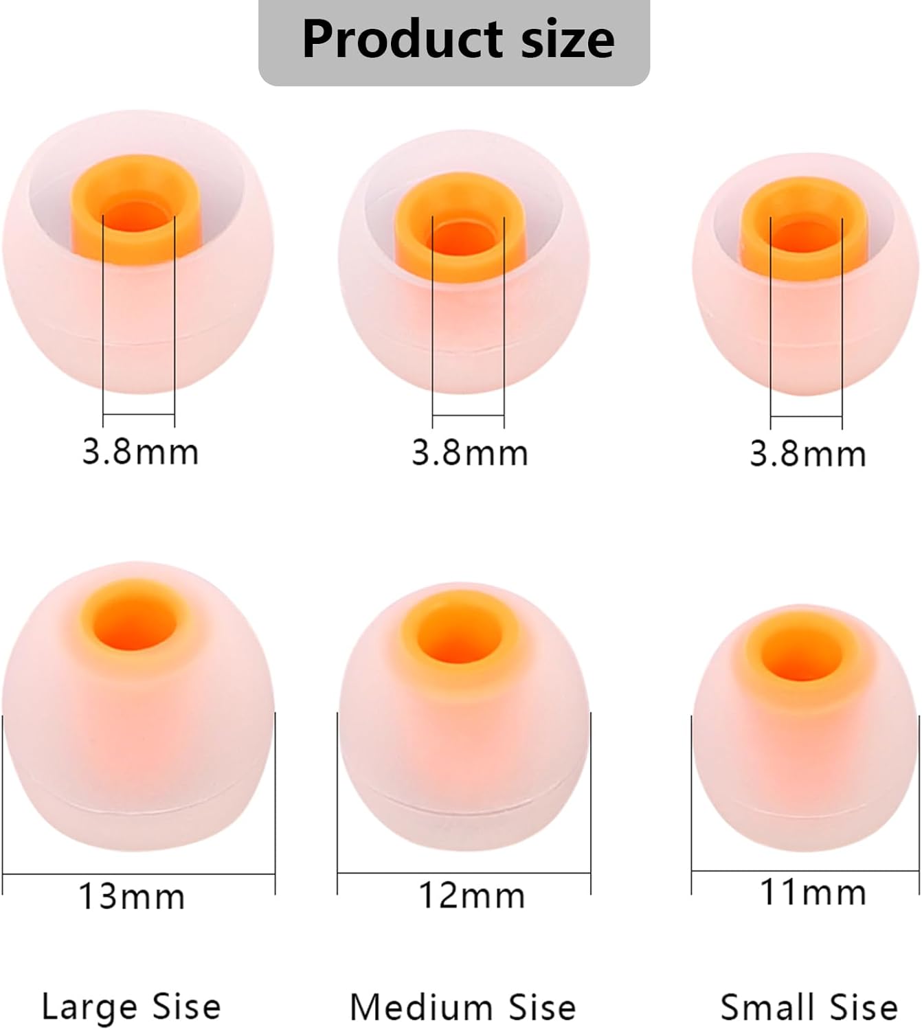 Earbud Replacement Tips Silicone Earbud Tips Earbud Covers Fit for in-Ear Headphones (Inner Hole 3.8mm -5.1mm) Earbud Rubber Tips Eartips 9 Pairs S/M/L