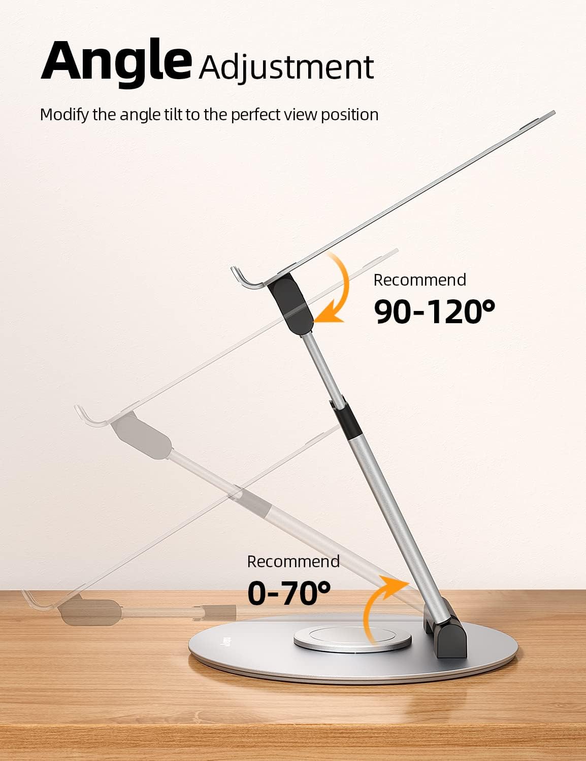 Nulaxy Telescopic 360 Rotating Laptop Stand for Desk Adjustable Height Swivel Pull Out Design Ergonomic Laptop Riser Fits All 10-17" Laptops Computer MacBook, Silver