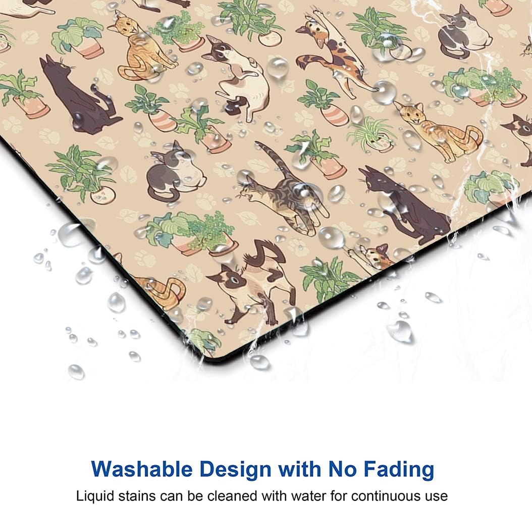 Hokafenle Cute Cats Pattern Mouse Mat - Square Waterproof Non-Slip Rubber Base Mouse Pad for Office, Laptop, Women, Kids