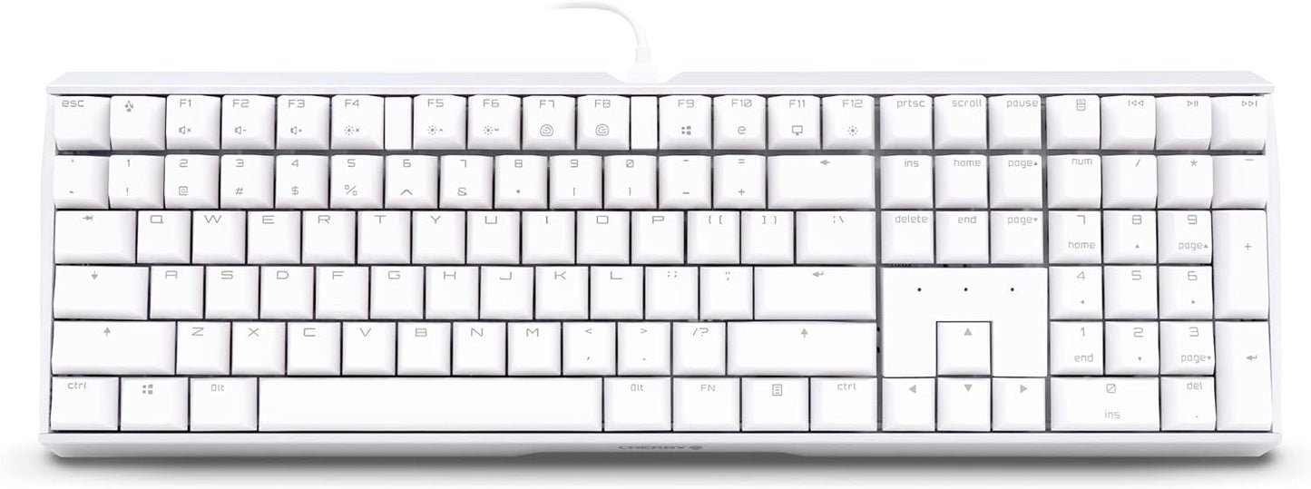 Cherry MX 3.0 S Wired Mechanical Gaming Keyboard. Aluminum Housing Built for Gamers w/MX Red Switches. RGB Backlit Color Display Over 16m Colors. from The Makers of MX. Full Size. Pure White.