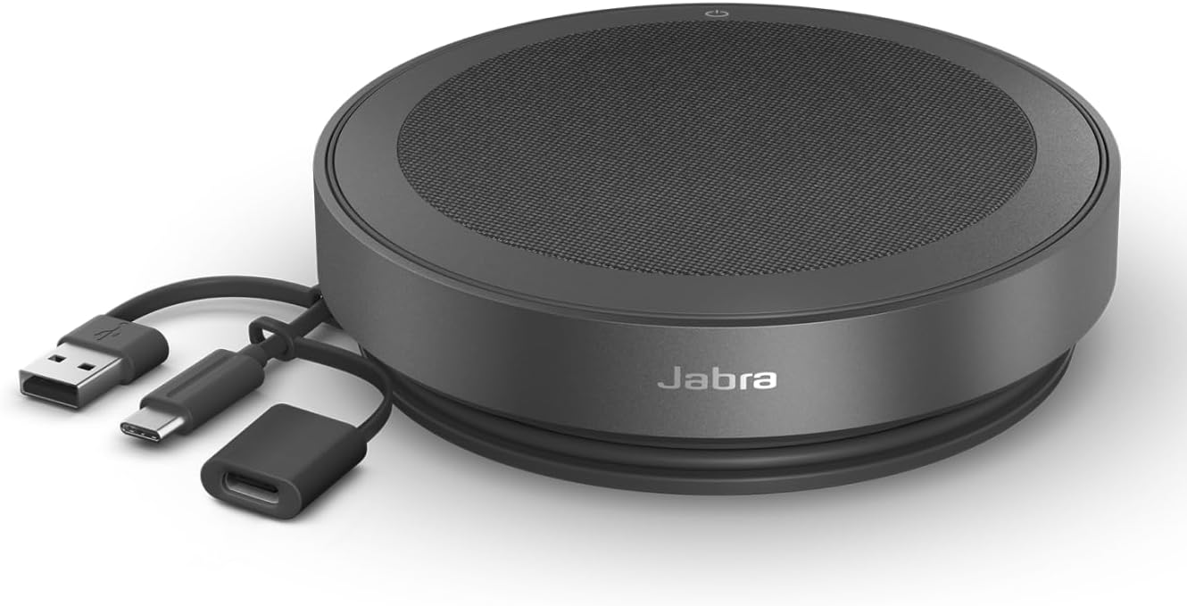 Jabra Speak2 75 (2025 Edition) Wireless Bluetooth Speakerphone - 4 Noise-Cancelling Mics, 65mm Speakers - New Linking Feature - USB-C Dongle - Certified for Microsoft Teams - Dark Grey
