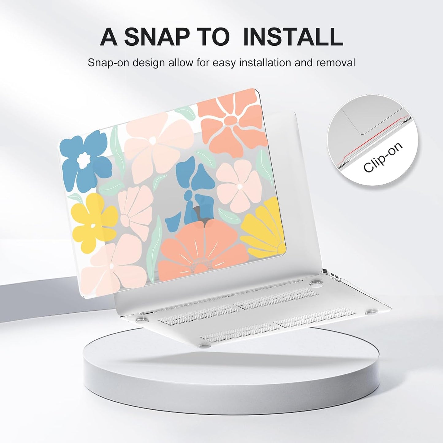 iCasso Compatible with MacBook Air 13 inch Case 2020-2018 Release M1 A2337 A2179 A1932, Cute Flower Protective Hard Shell Case +Keyboard Cover + Screen Protector,Colorful Flower