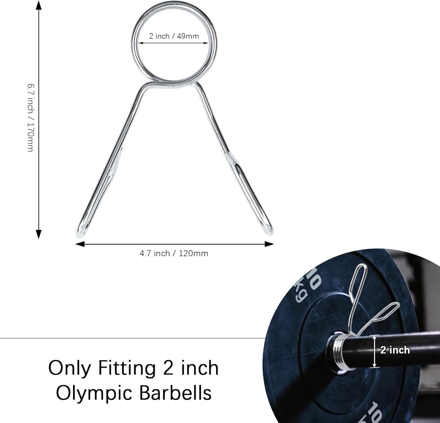 4 Pieces 2 Inch Dumbbell Spring Collars Barbell Clamps Locking Collars Clips for Weightlifting Exercise Fitness Training Supplies