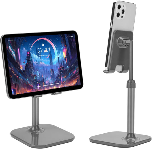 Doboli Cell Phone Stand, Phone Stand for Desk, Phone Holder Stand Compatible with iPhone and All Mobile Phones Tablet, Gifts for Adults Women Men Mom Wife, Space Gray