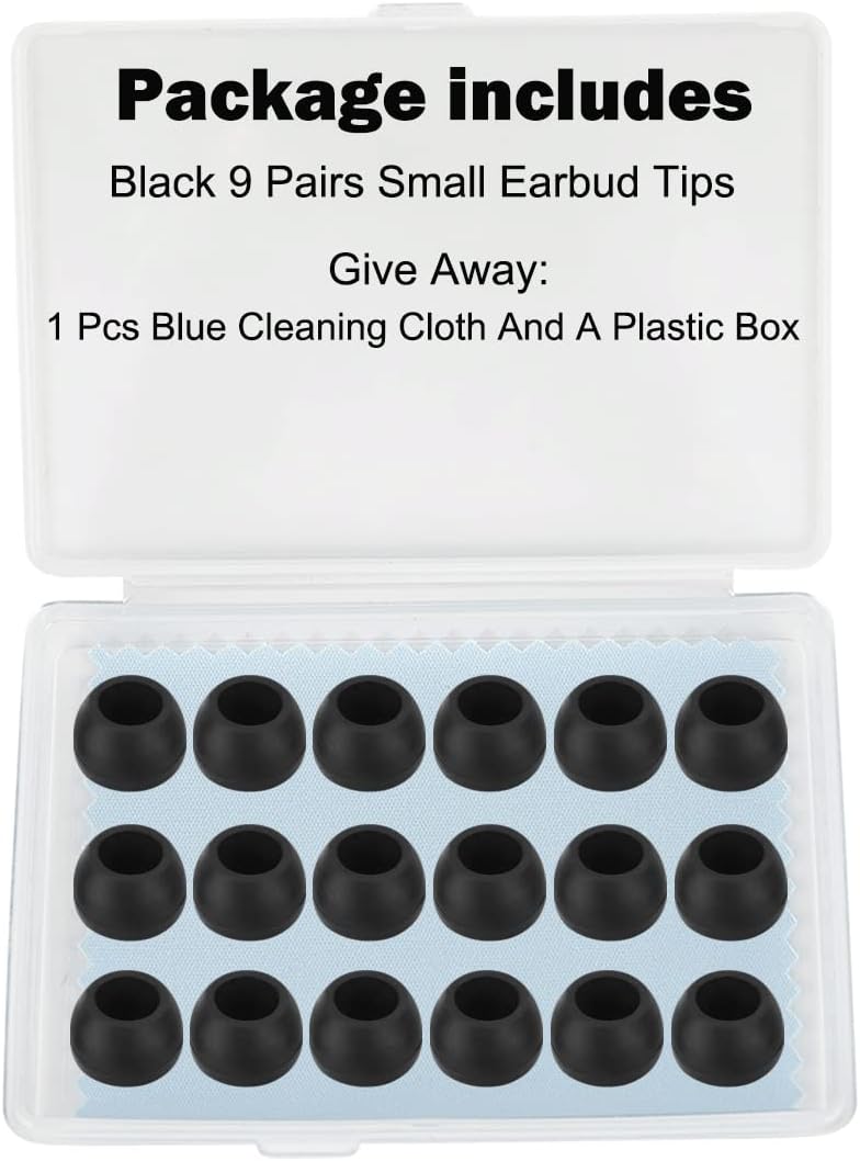Earbud Tips - 9 Pairs, Compatible with Powerbeats 2/3, LG, Samsung - Black