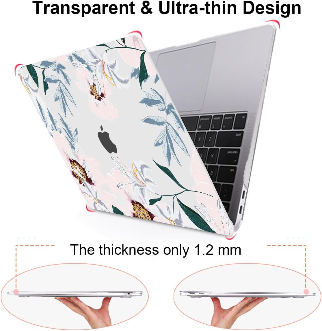 Compatible with MacBook Air 13 inch Case 2021 2020 2019 2018 M1 A2337 A2179 A1932 with Retina Display & Touch ID, Pattern Plastic Hard Shell Case Keyboard Skin Cover, Pink Peonies & Lilies