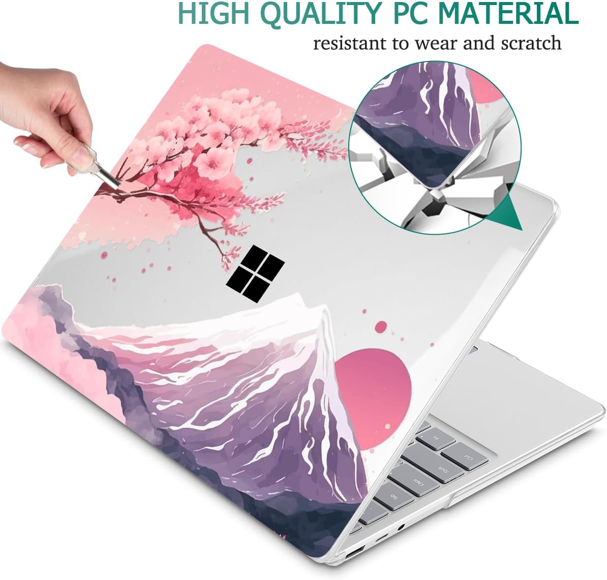 Tuiklol Case for 15 Inch Microsoft Surface Laptop 5/4/3 2022-2020, Model 1979/1953/1872/1873 Hard Shell Cover, Keyboard Cover+Screen Protector+Dust Plugs,Mountain and Tree