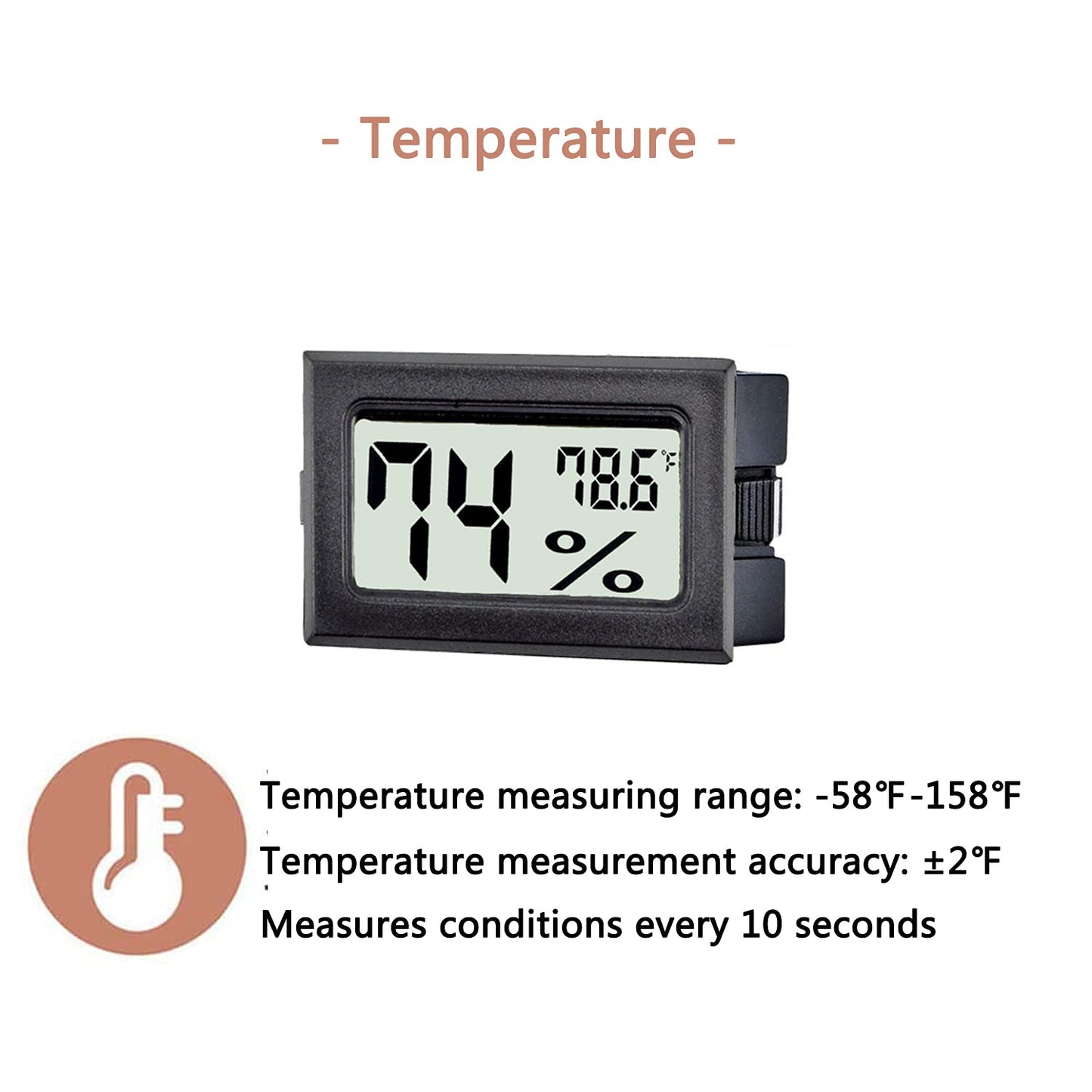 12 Pack Mini Digital Thermometer Hygrometer Indoor Temperature and Humidity Gauge Meter Monitor Fahrenheit (℉) for Humidor,Greenhouse,Reptile Tank,Home,Jars