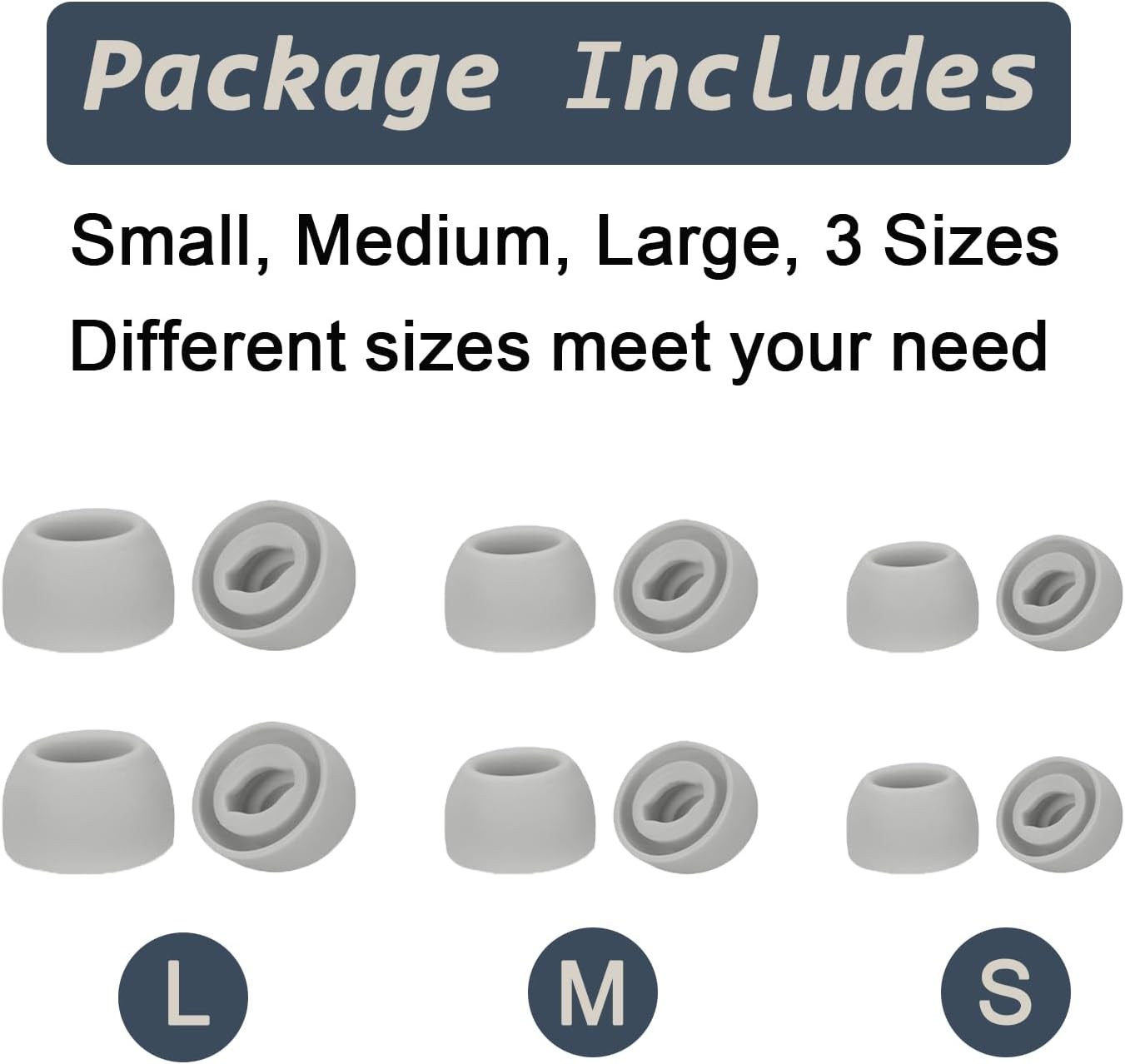 6 Pairs Replacement Eartips for Samsung Galaxy Buds Pro Headphones, Silicone Tips Earbuds Eartips Set, L/M/S Earplug Replacement Accessories (Silver, Without Pen)