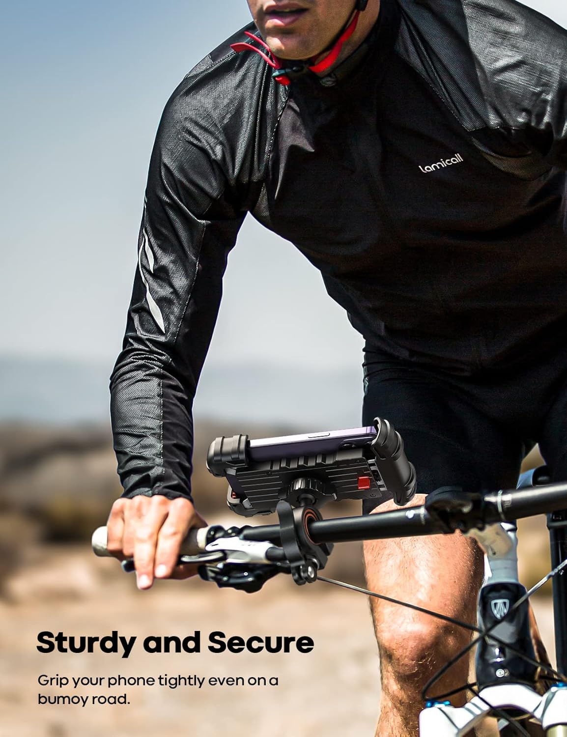 Lamicall Bike Phone Holder, Motorcycle Phone Mount - Motorcycle Handlebar Cell Phone Clamp, Scooter Phone Clip for iPhone 14 Plus/Pro Max, 13 Pro Max, S9, S10 and More 4.7" - 6.8" Smartphone, Orange