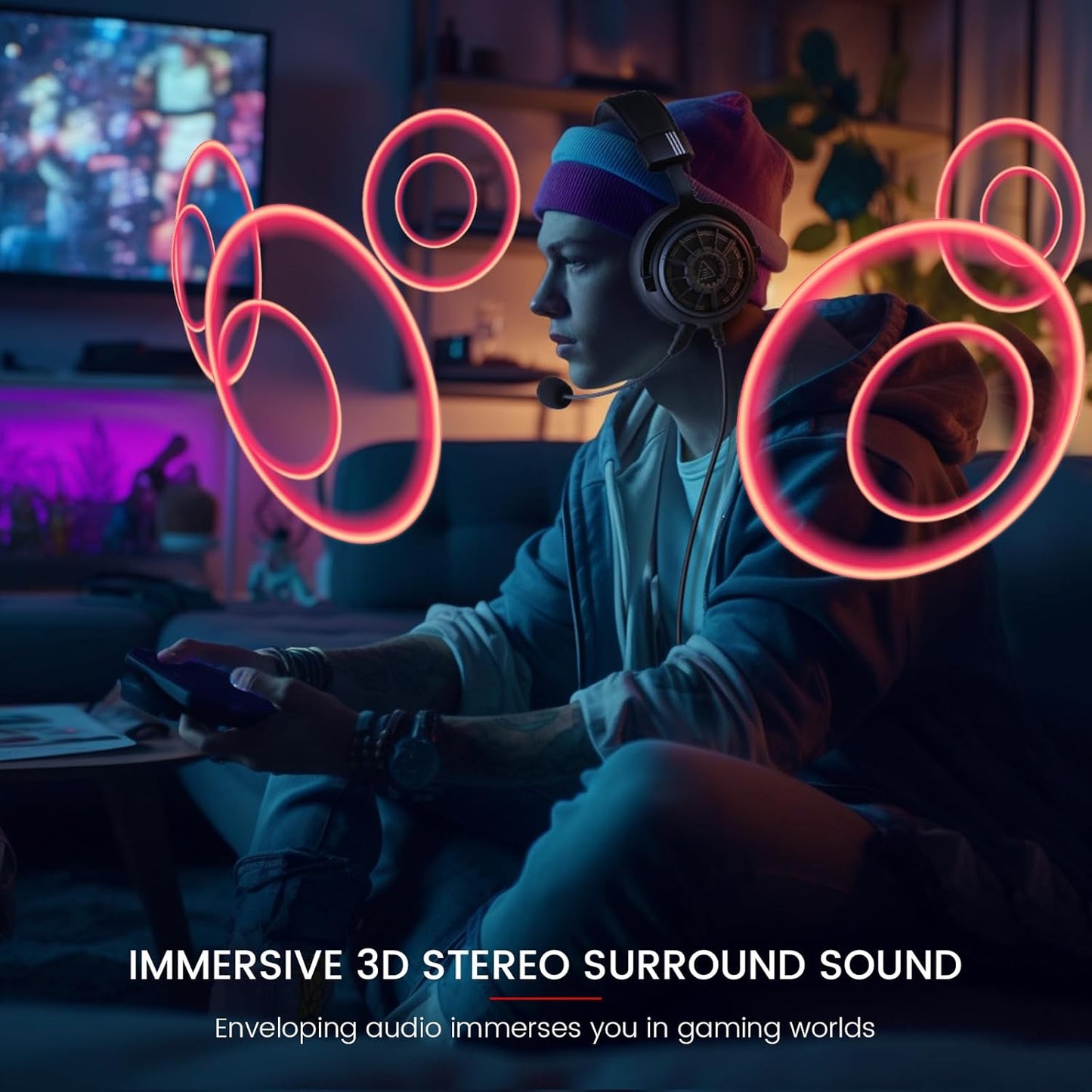 EKSA StarEngine S Gaming Headset for PC, PS4, PS5, Switch, Xbox One, Xbox Series X/S-Wired Gaming Headphones with Detachable Noise Cancelling Mic, 50mm Drivers, 3.5mm Over-Ear Computer Headphones