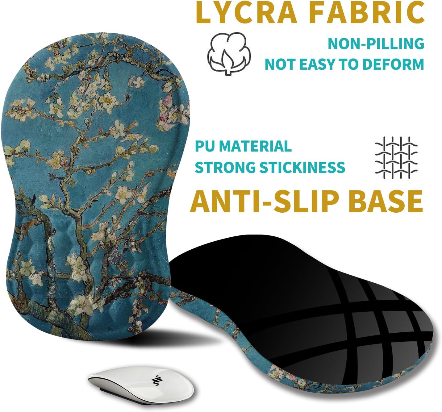 Hokafenle Ergonomic Mouse Pad Wrist Support, Wrist Rest Mousepad for Carpal Tunnel Pain Relief with Integrated Memory Foam Slope Massage Bulge (11.8x7.9 inch,Apricot Flower