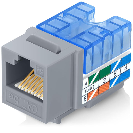 Everest 90° Angled RJ45 Cat5e Keystone Jacks 50-Pack in Gray - Slim Profile Female RJ45 Connectors - Cat 5e Keystone Jack - Compatible with 90° Angled Speed Termination Tool - easyJACK (B094WB91H3)