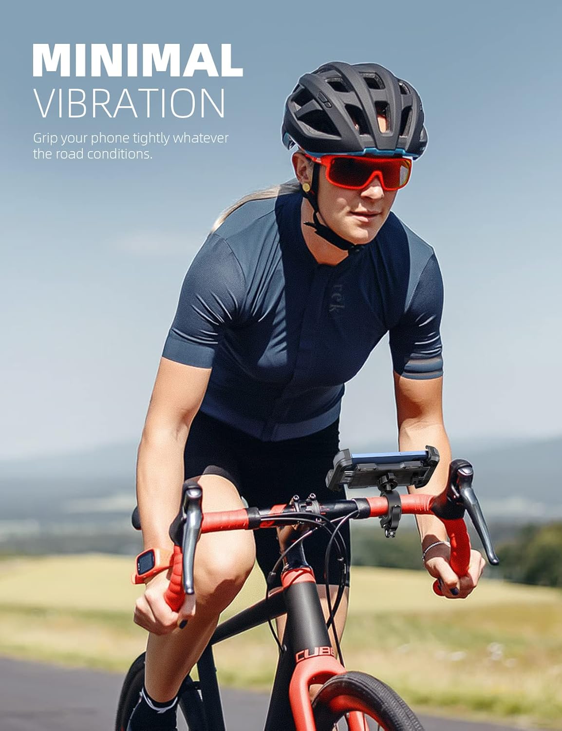 Lamicall Motorcycle Phone Mount, Bike Holder - Upgrade Cellphone Bike Holder, Bicycle Scooter Handlebar Phone Cradle Clip for iPhone 15 Pro Max/ 14, Galaxy S24, 4.7-6.8" Devices