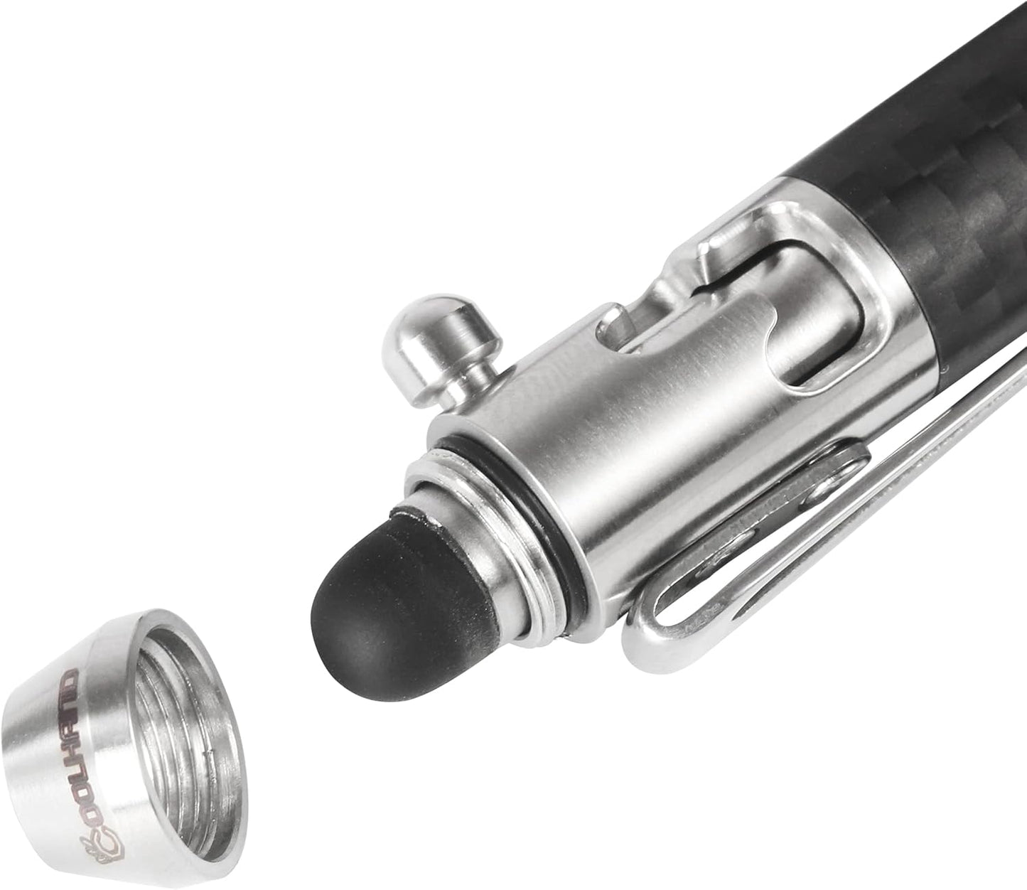 Cool Hand 4.9'' Brass Bolt Action Pen with Retractable Stylus Tip for Any Touch Screen, Ballpoint Ink Refillable, Compact Size, Skelton Out Deep Pocket Clip (Brass)