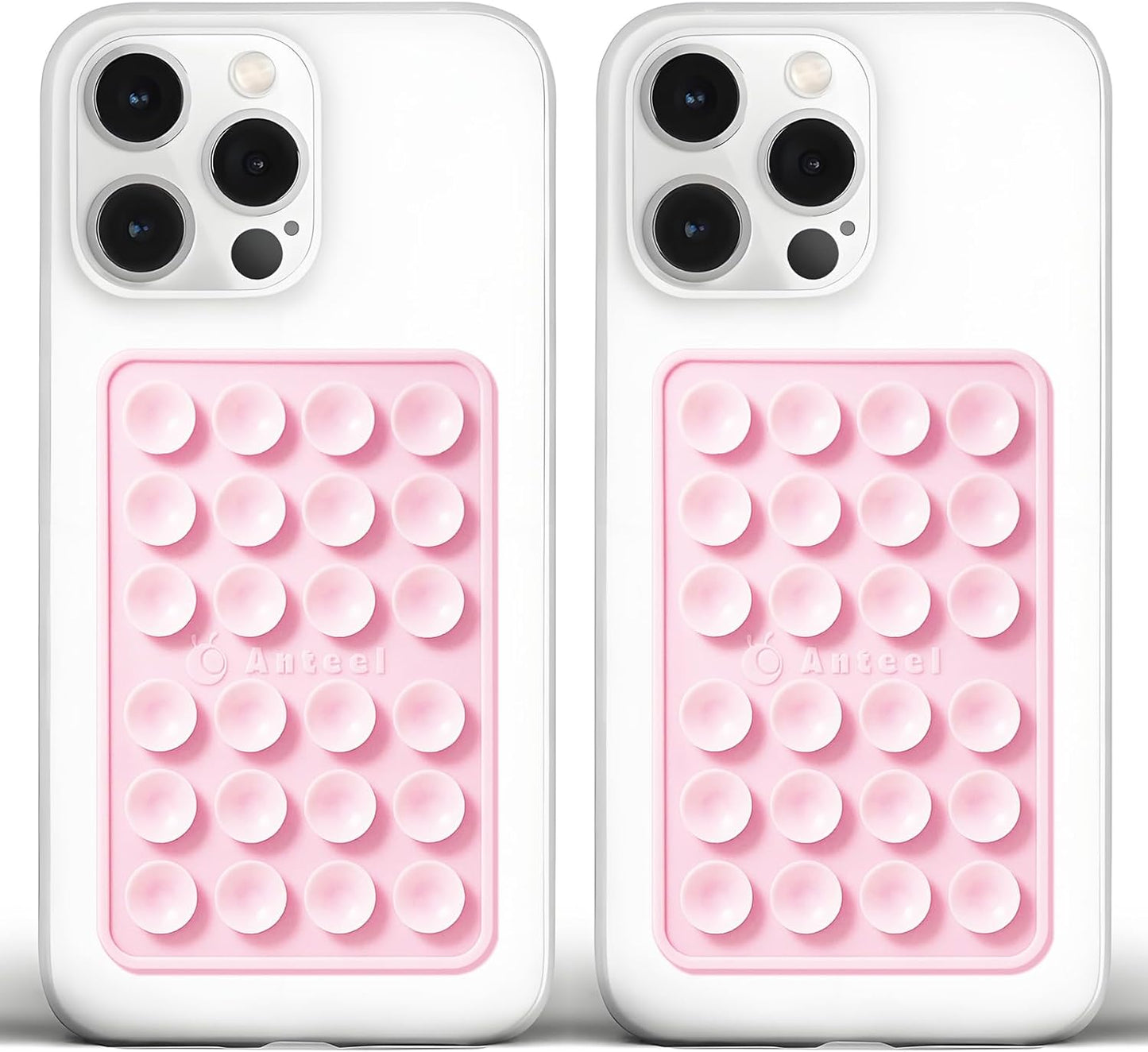 Anteel Medium-Sized Silicone Suction Phone Case Adhesive Mount, Enhanced Suction Power and Upgraded Thickened Sticky Phone Grip, Durable, Hands-Free Sticky Phone Holder, 2.28"x3.46" (LPK&LPK)