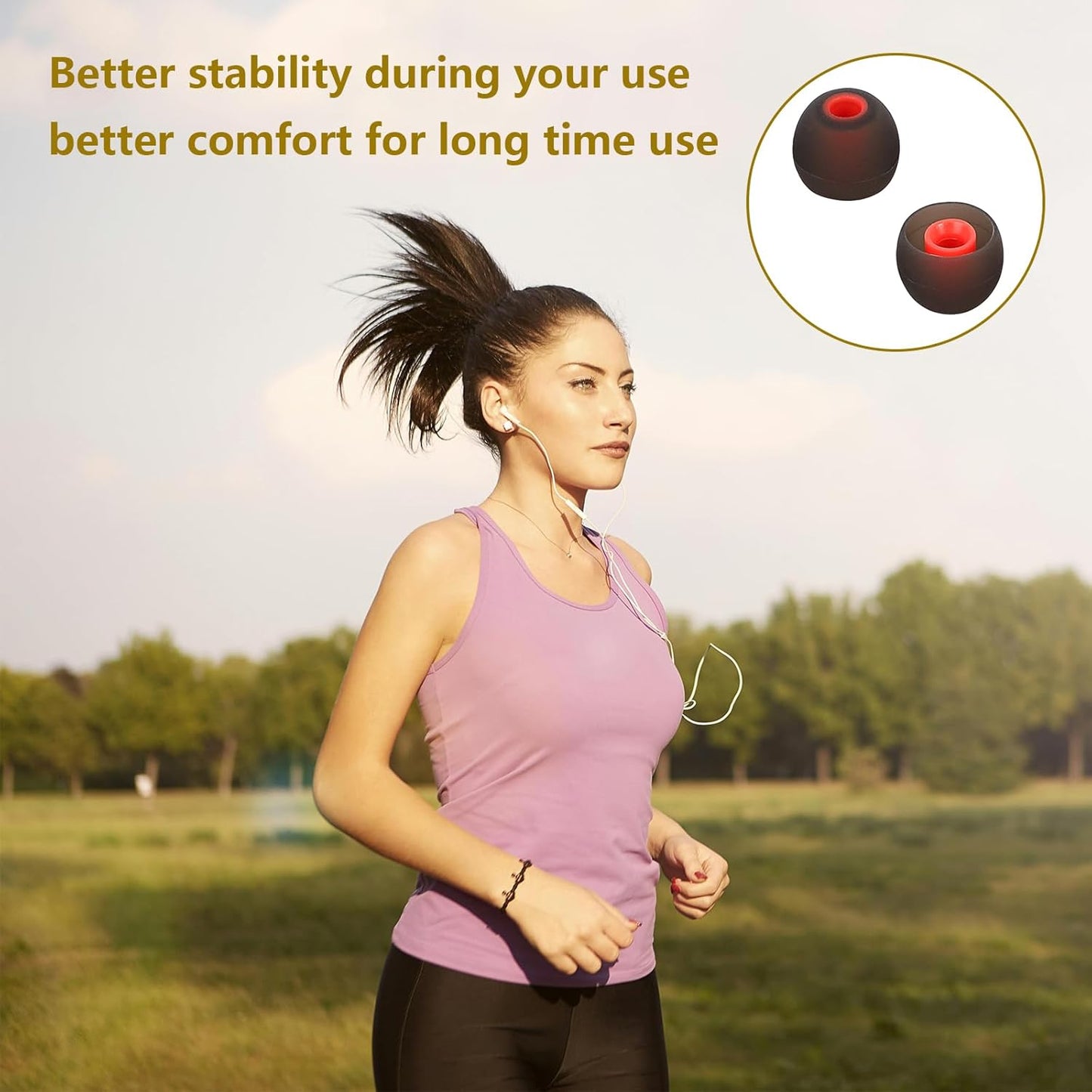 Earbud Replacement Tips Silicone Earbud Tips Ear Tips Fit for in-Ear Headphones (Inner Hole 3.8mm -5.1mm) Earbud Rubber Tips Earbud Covers 9 Pairs S/M/L