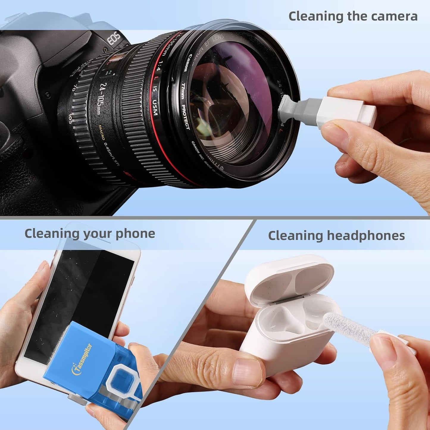 Laptop Cleaning Kit, All in 1 Keyboard Cleaning kit for MacBook iPad iPhone, Compact Keyboard Cleaner with Brush and Spray for Tablet, Airpods, Earbud, Computer Screen, PC Monitor, SkyBlue