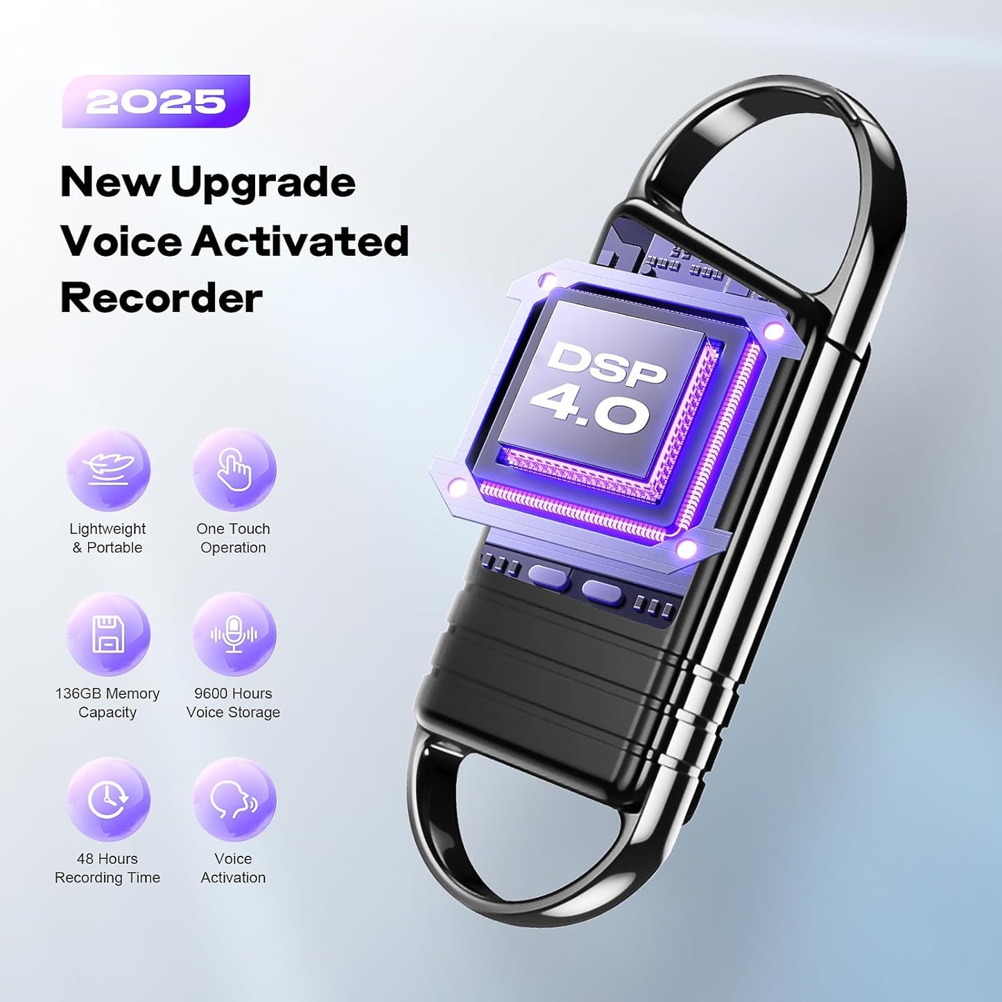 136GB Digital Voice Recorder - Xelarvex Voice Activated Recorder AI-Intelligent Noise Reduction, 4800 Hours Recording Device, Audio Recorder for Lectures/Meetings/Interviews