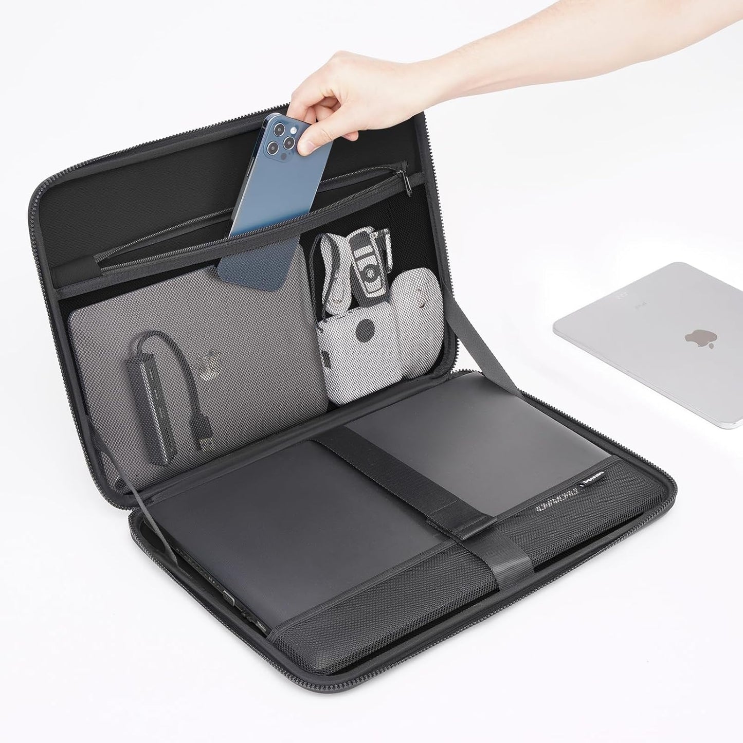 DOMISO 13.3 inch Laptop Sleeve with Handle Shockproof Computer Bag Waterproof EVA Protective Carrying Case for 13-13.3 inch Notebooks/13 MacBook Air/MacBook Pro Retina/Dell XPS 13/HP,Orange