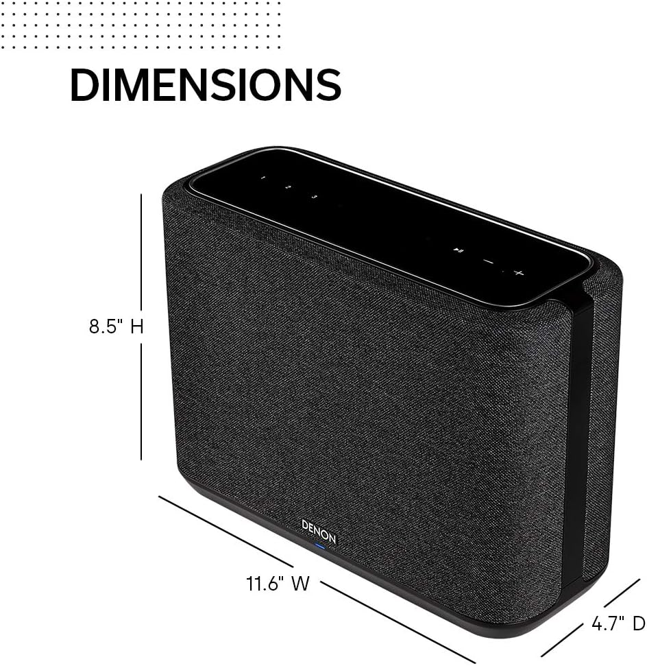 Denon Home 250 Wireless Smart Speaker – Mid-Size, Stereo Sound, Wi-Fi & Bluetooth, HEOS Built-in, Alexa Built-in, Siri & AirPlay 2, Spotify Connect, Multi-Room Support, Black