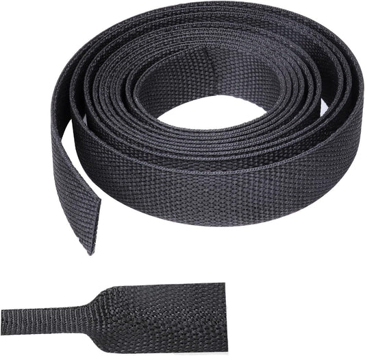 Braided Sleeving Heat Shrinkable Fabric 2:1 Ratio- Abrasion Protection Flexibility Wiring Harness Cable Sheath (3/8" ID, 16ft)