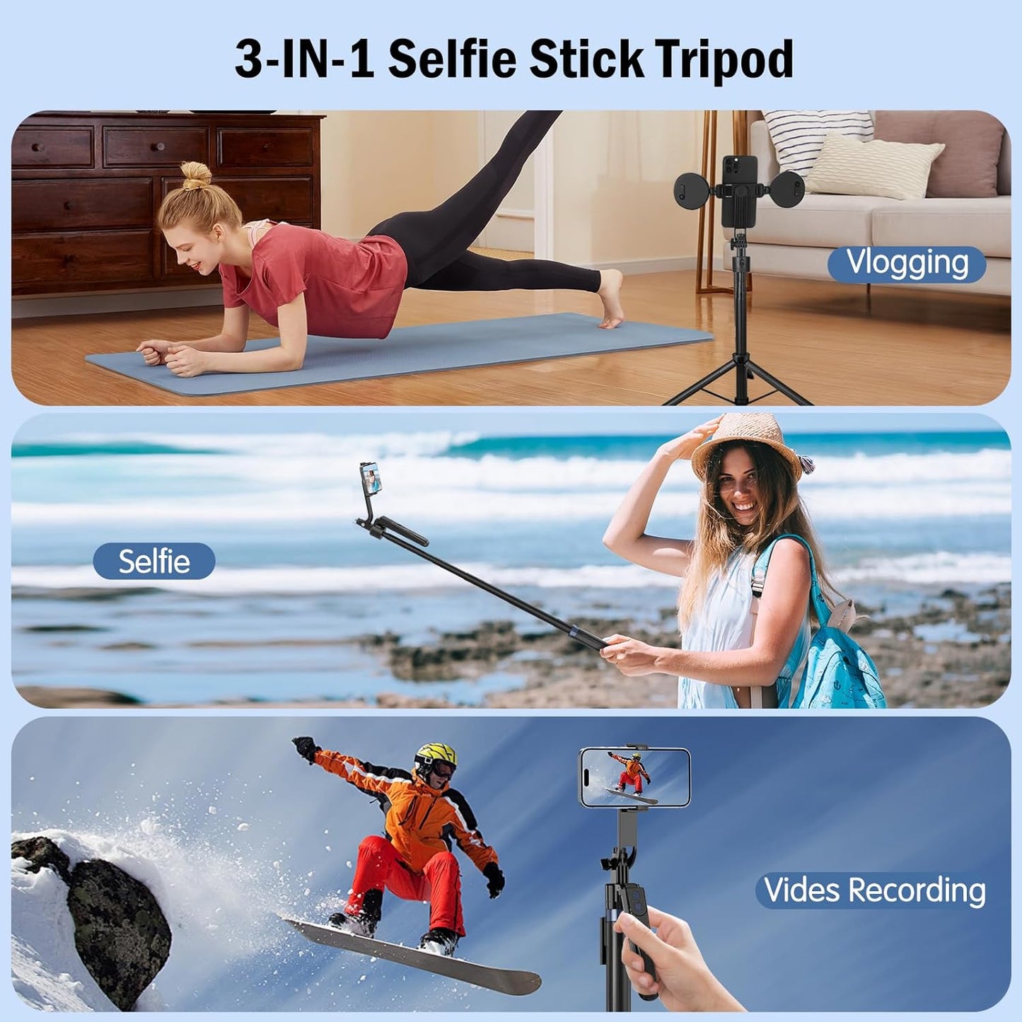 Face Tracking Tripod for iPhone with Light,70 inch Phone Tripod Holder with Remote,Travel Selfie Stick for Content Creator Vlog Live Stream Video Recording