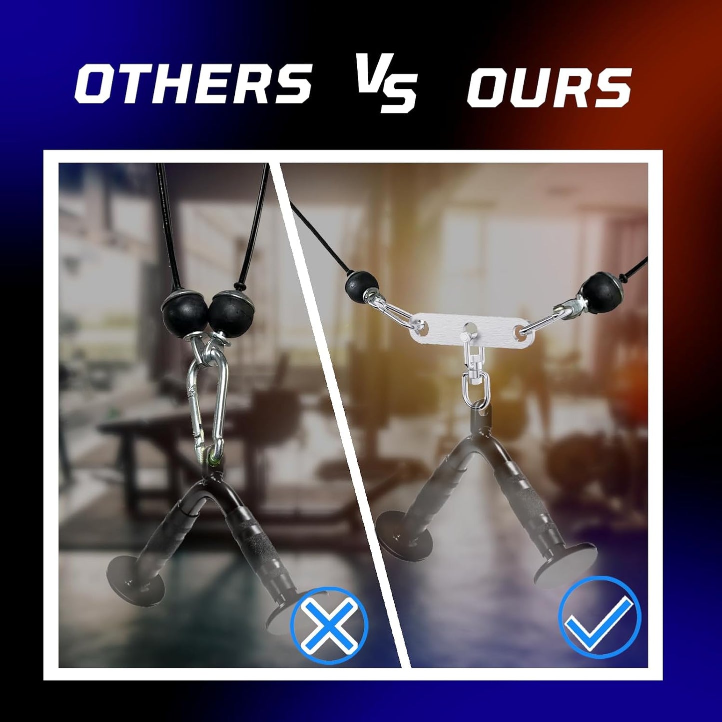 Double to Single Adaptor Plate for Cable Pulley Machines Durable Solid Stainless Steel with 3 Carabiners Suitable for Dual Cable Machines LAT Pulldown, Shoulder & Biceps Exercises