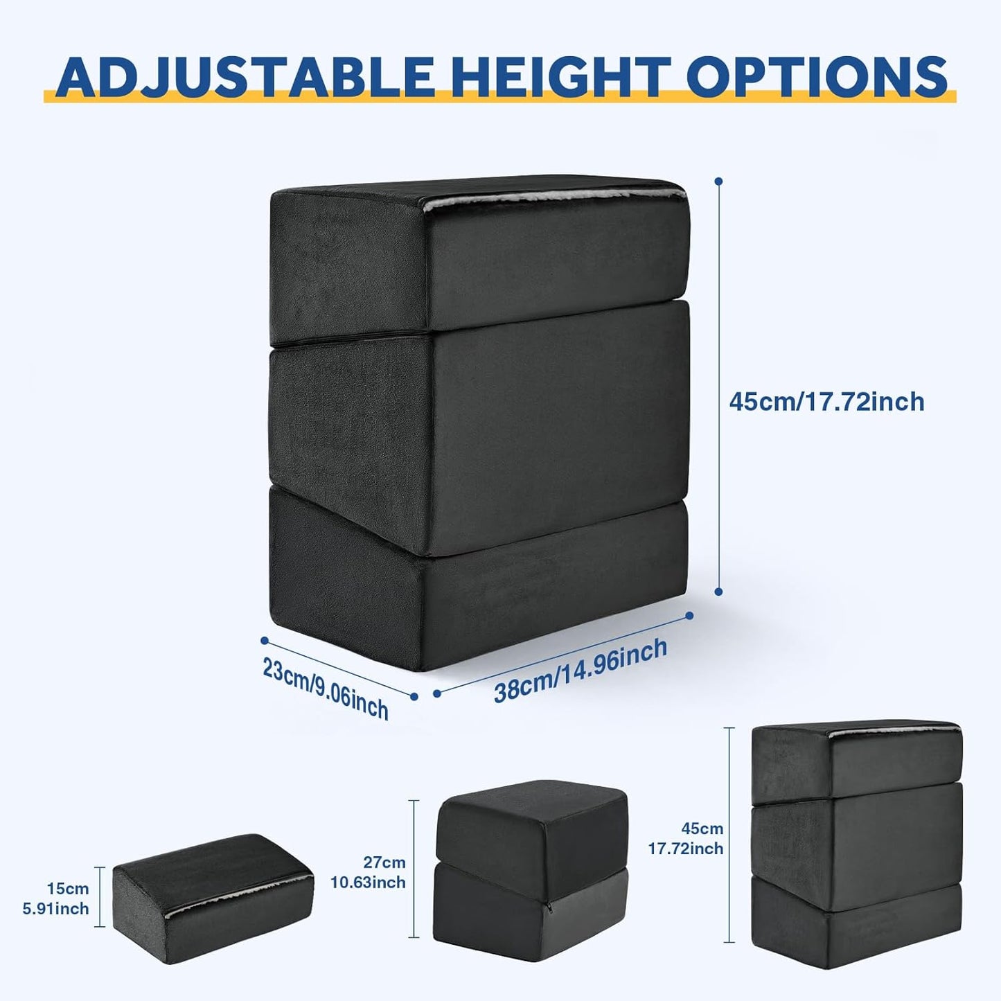 Foot Rest for Under Desk at Work, Adjustable Footrest for Office Chair & Gaming Chair,Ergonomic Footrest Pillow Desk Foot Stool with Washable Cover for Home, Airplane, Travel (Black)