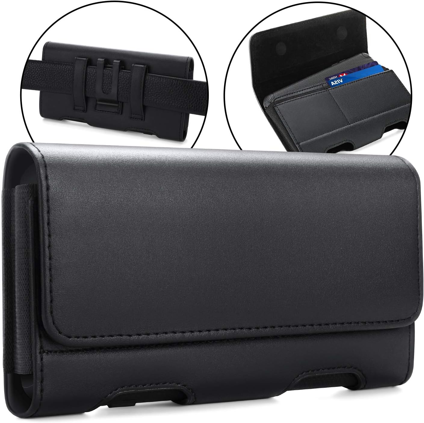BECPLT for Samsung Galaxy S24+ S23+ S22+ 5G S23 FE 5G S21 FE 5G Holster Case, Galaxy S21+ 5G Leather Pouch Holster Case with Belt Clip Loops for Samsung Galaxy S20+ 5G S20 Plus S10 Plus S9 Plus -Black