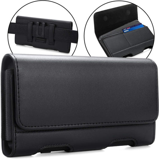 BECPLT for Samsung Galaxy S25 S24 S23 S22 5G S21 5G Holster Case, for iPhone 17 Pro 17 16 15 Pro Leather Pouch Case Holster with Belt Clip & Belt Loops with Card Holder for Apple iPhone 15 14 13 12