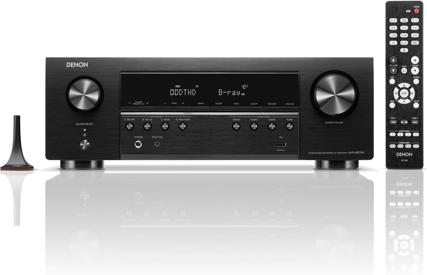 Denon AVR-S670H 5.2 Ch Home Theater Receiver - 8K UHD HDMI Receiver (75W X 5), Streaming via Built-in HEOS, Bluetooth & Wi-Fi, Dolby TrueHD, Dolby Pro Logic II & DTS HD Surround Sound