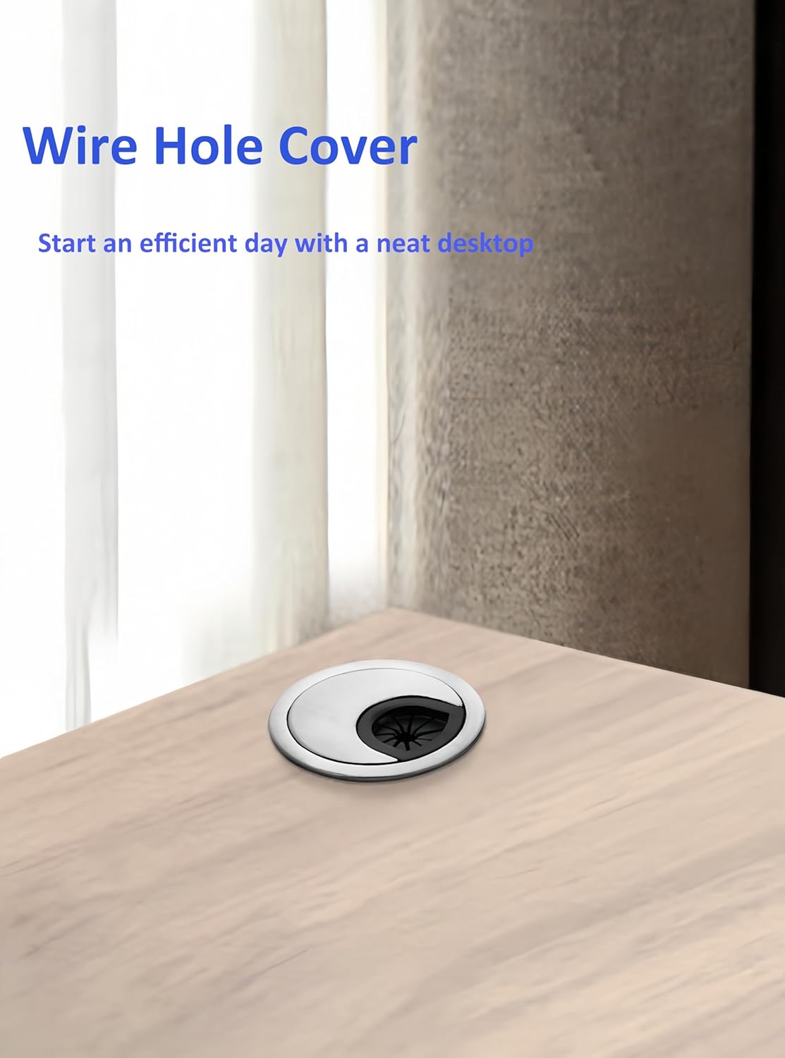 3 Pcs Satin Nickel Metal Cable Grommet, Zinc Alloy Desk Table Grommet Cable Cord Hole Cover for Home and Office, Fits 2inchs Hole 50MM Brushed Silver