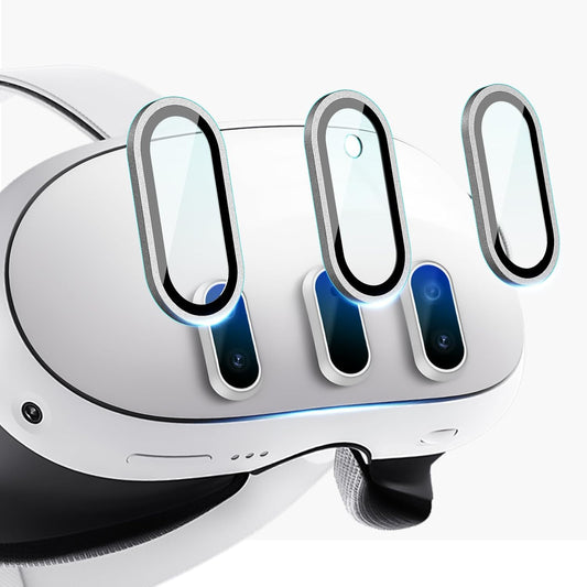 Camera Lens Protector for Oculus Meta Quest 3, Thin 9H Tempered Glass, Alloy Frame, Anti-Scratch, Case Friendly, High Definition, Silver