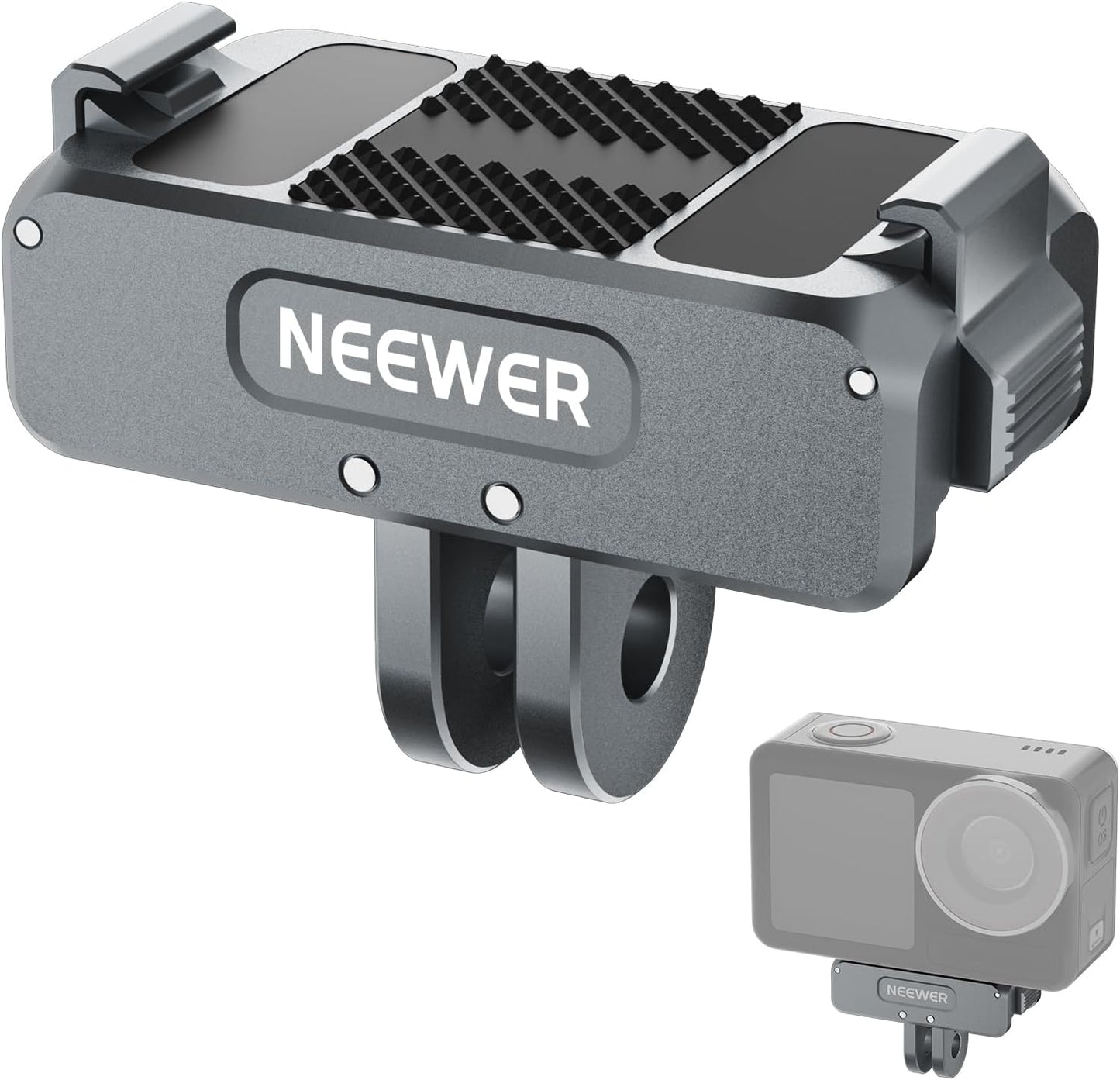 NEEWER Upgraded Magnetic Mount Adapter Compatible with DJI Osmo 360 / Action 5 Pro/4/3, Quick Release Action Camera Mount Vlogging Accessories with 1/4" Tripod Thread, AC011 Dark Gray